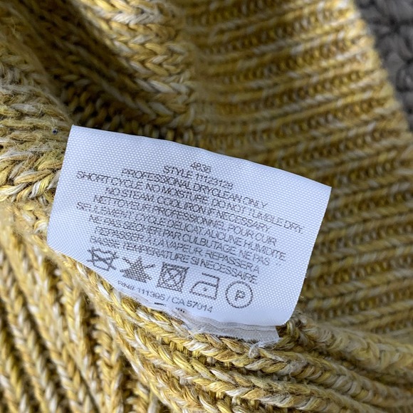 Tory Burch Womens Sweater Size Medium Yellow Chunky Knit Linen Short Sleeves - Picture 9 of 10